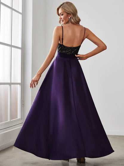 Wholesa Sexy Backless Sparkly Prom Dresses for Women with Irregular Hem