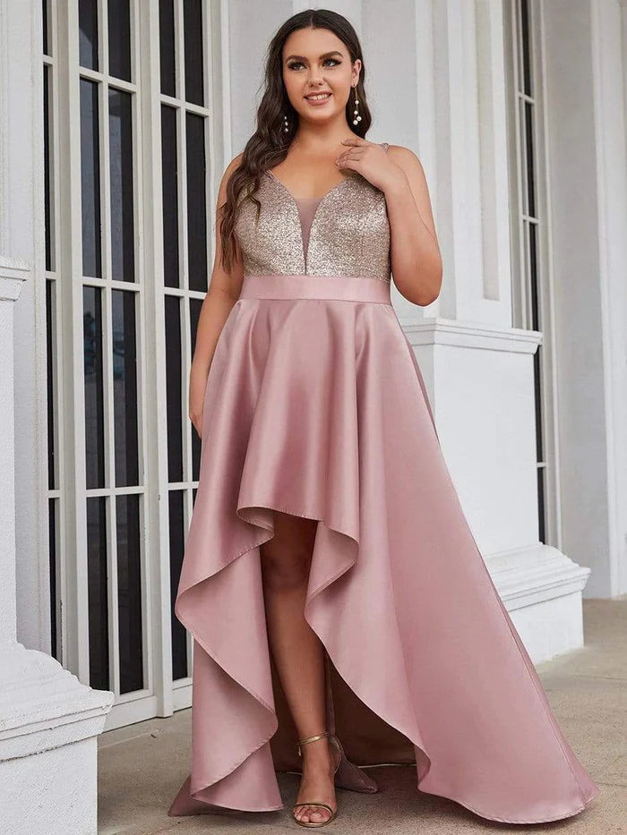 Wholesa Sexy Backless Sparkly Prom Dresses for Women with Irregular Hem