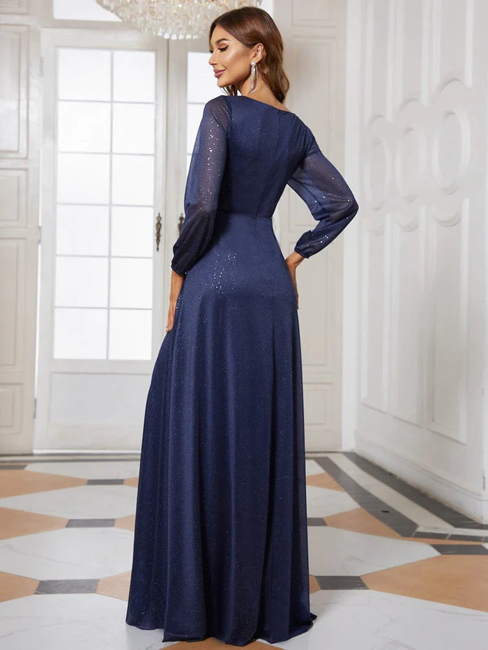 Wholesa Stunning V-Neck Long Sleeve Wedding Guest Dresses