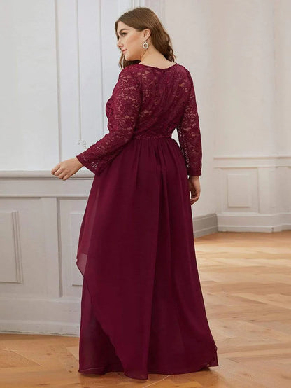 Wholesa Elegant 3/4 Sleeve Floor Length Lace Evening Wedding Guest Dresses