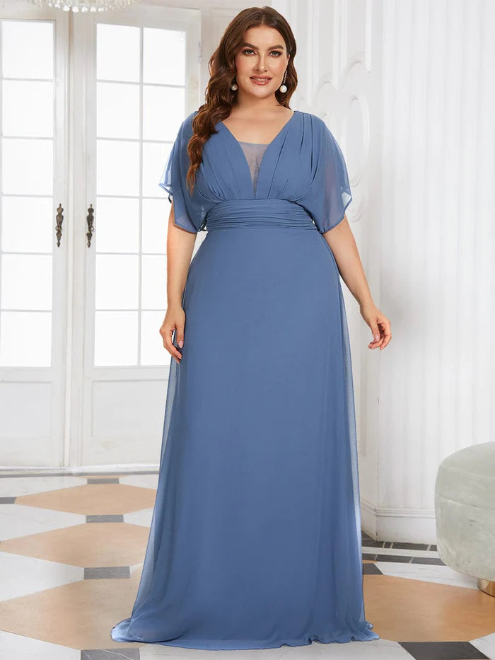 Wholesa A-Line Empire Waist Chiffon Long Evening Party Dress