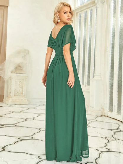 Wholesa A-Line Empire Waist Chiffon Long Evening Party Dress