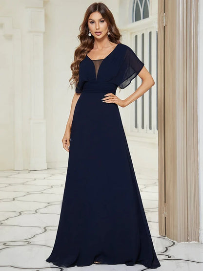 Wholesa A-Line Empire Waist Chiffon Long Evening Party Dress