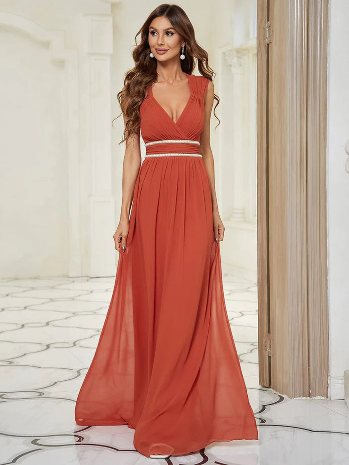 Wholesa Sleeveless Grecian Style Formal Evening Dresses for Women