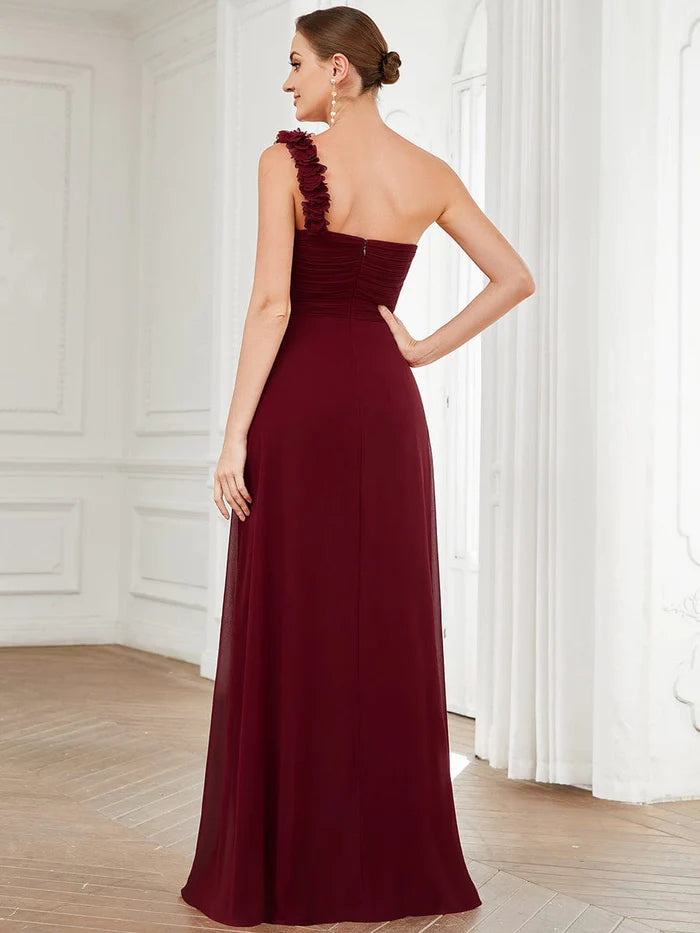 Wholesa Chiffon One Shoulder Maxi Long Bridesmaid Dresses for Women