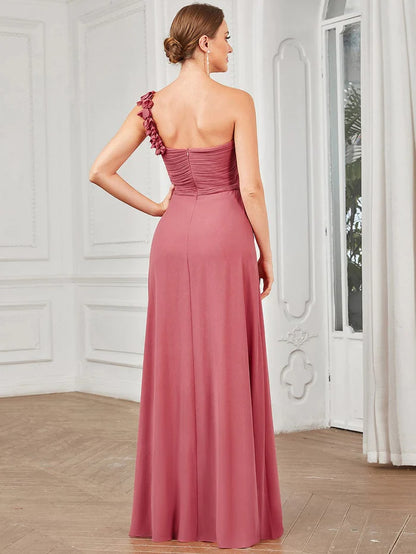 Wholesa Chiffon One Shoulder Long Bridesmaid Dresses