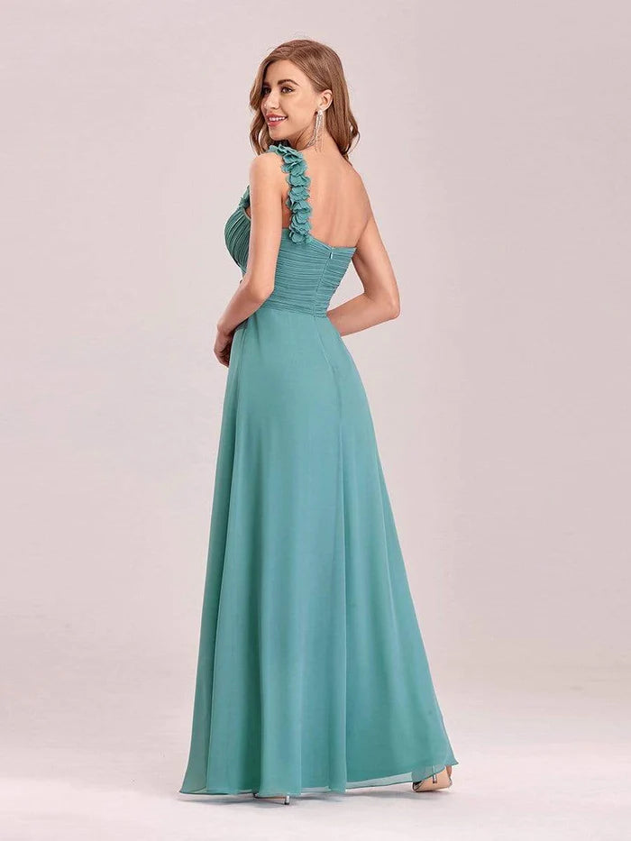 Wholesa Chiffon One Shoulder Maxi Long Bridesmaid Dresses for Women