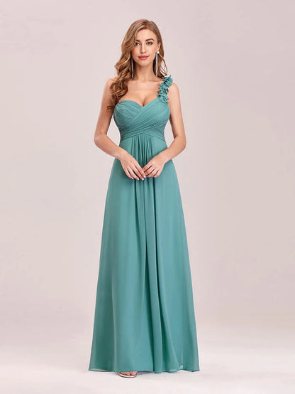 Wholesa Chiffon One Shoulder Maxi Long Bridesmaid Dresses for Women