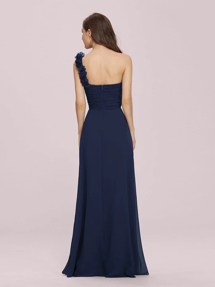 Wholesa Chiffon One Shoulder Maxi Long Bridesmaid Dresses for Women