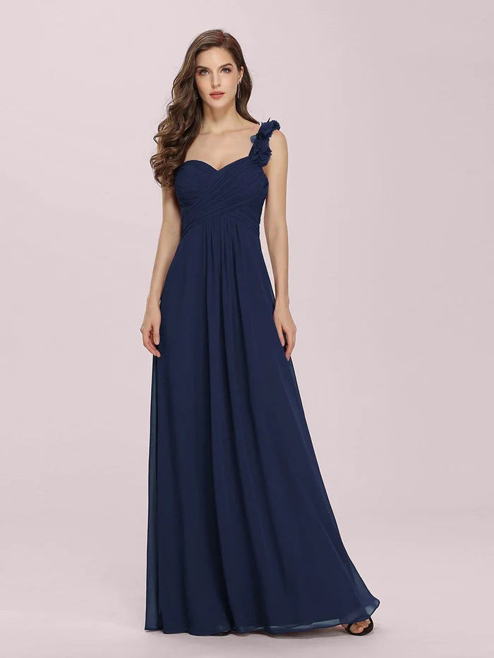 Wholesa Chiffon One Shoulder Maxi Long Bridesmaid Dresses for Women