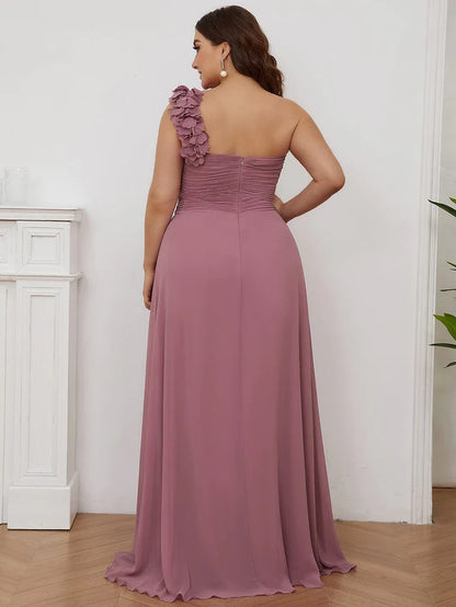 Wholesa Chiffon One Shoulder Maxi Long Bridesmaid Dresses for Women