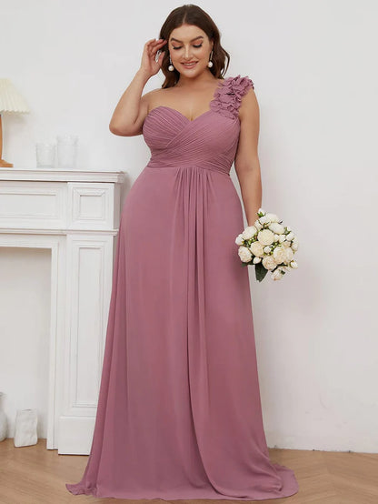 Wholesa Chiffon One Shoulder Maxi Long Bridesmaid Dresses for Women