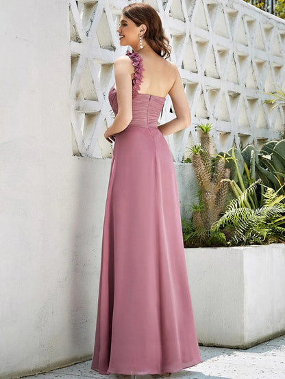 Wholesa Chiffon One Shoulder Long Bridesmaid Dresses