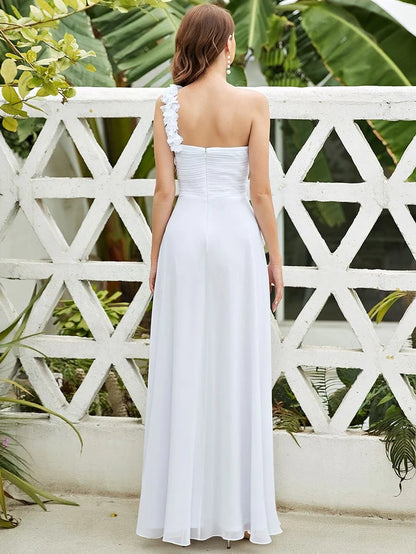 Wholesa Chiffon One Shoulder Long Bridesmaid Dresses