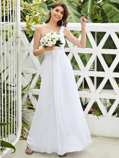 Wholesa Chiffon One Shoulder Long Bridesmaid Dresses