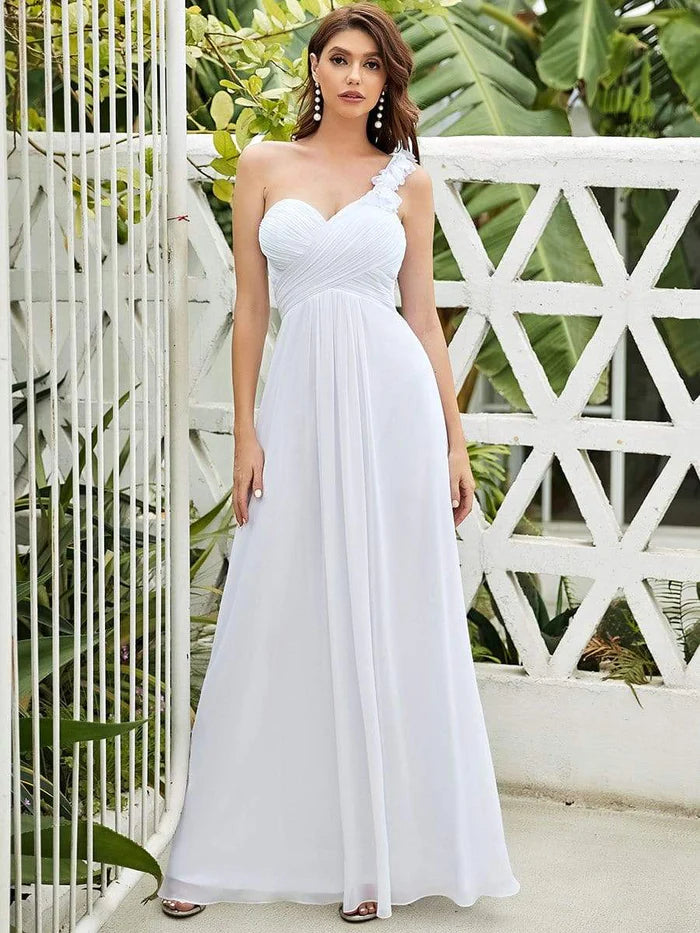 Wholesa Chiffon One Shoulder Maxi Long Bridesmaid Dresses for Women