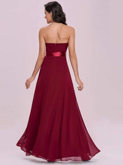 Wholesa Romantic Strapless Floor Length Waistband Bridesmaid Dress