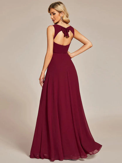 Wholesa Elegant Chiffon Sleeveless Bridesmaid Dress with Backless