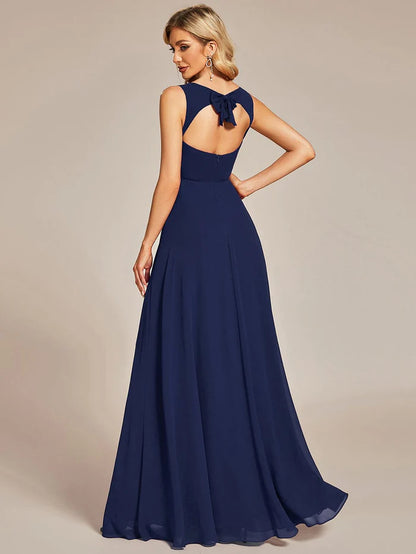 Wholesa Elegant Chiffon Sleeveless Bridesmaid Dress with Backless