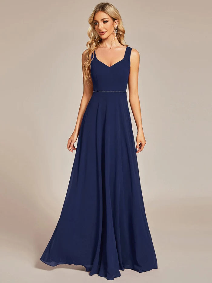 Wholesa Elegant Chiffon Sleeveless Bridesmaid Dress with Backless