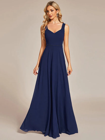 Wholesa Elegant Chiffon Sleeveless Bridesmaid Dress with Backless