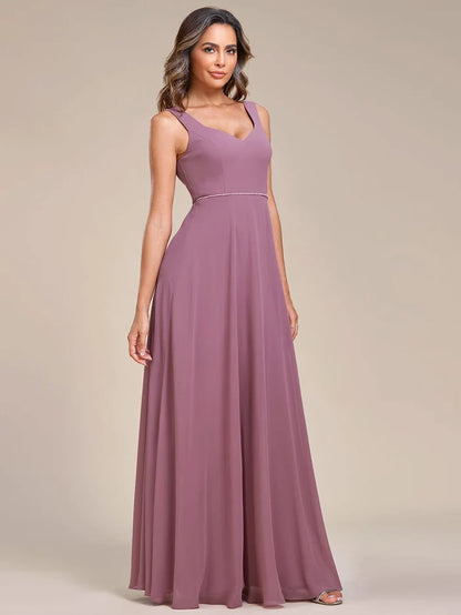 Wholesa Elegant Chiffon Sleeveless Bridesmaid Dress with Backless