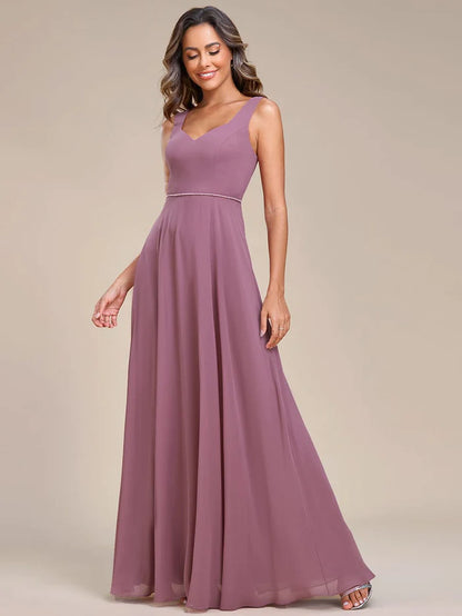 Wholesa Elegant Chiffon Sleeveless Bridesmaid Dress with Backless