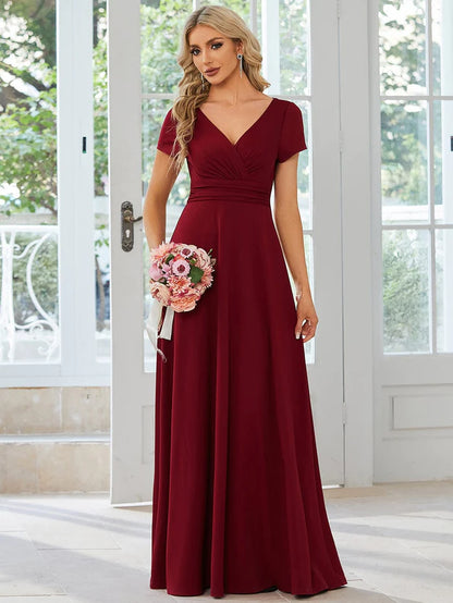 Wholesa Simple Pleated Empire Waist A-Line Bridesmaid Dress