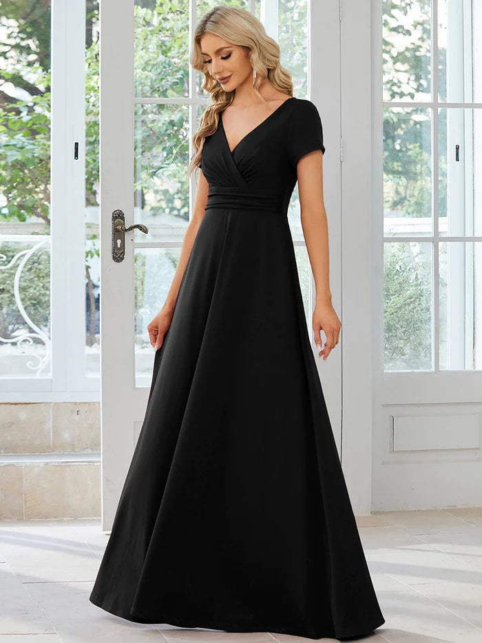 Wholesa Simple Pleated Empire Waist A-Line Bridesmaid Dress