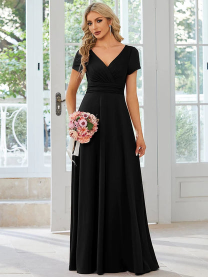 Wholesa Simple Pleated Empire Waist A-Line Bridesmaid Dress