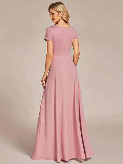 Wholesa Custom Size Simple Pleated Empire Waist A-Line Bridesmaid Dress