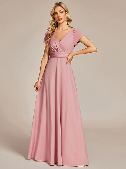 Wholesa Simple Pleated Empire Waist A-Line Bridesmaid Dress