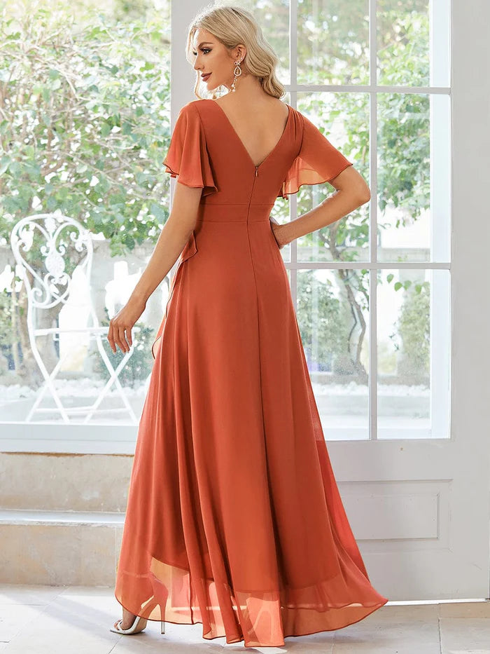 Wholesa Charming Chiffon Bridesmaid Dress with Lotus Leaf Hemline