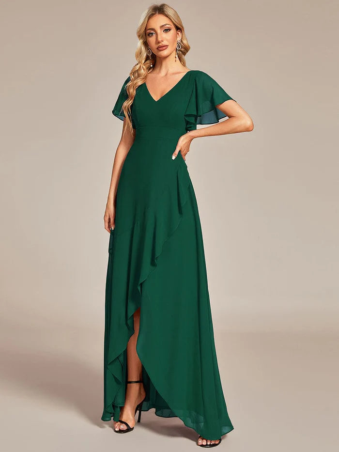 Wholesa Charming Chiffon Bridesmaid Dress with Lotus Leaf Hemline