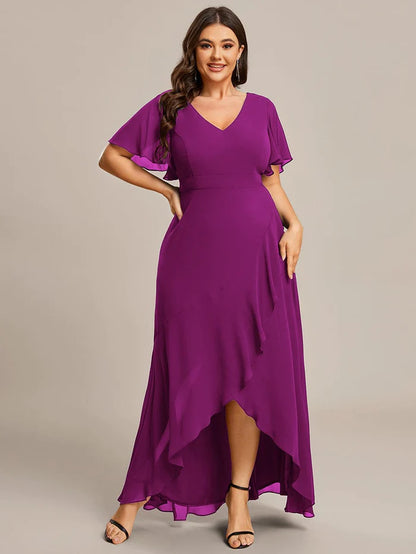 Wholesa Charming Chiffon Bridesmaid Dress with Lotus Leaf Hemline