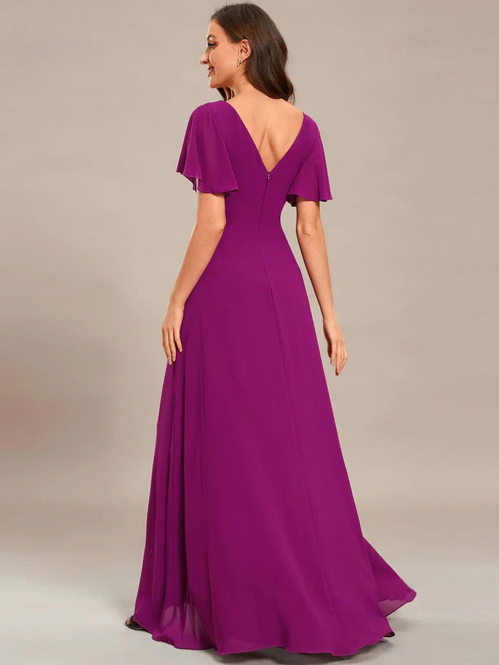 Wholesa Charming Chiffon Bridesmaid Dress with Lotus Leaf Hemline