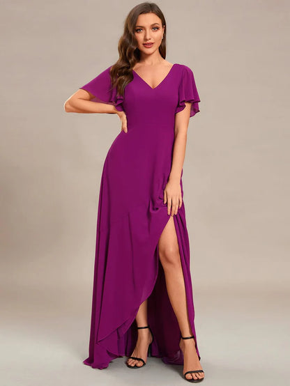 Wholesa Charming Chiffon Bridesmaid Dress with Lotus Leaf Hemline