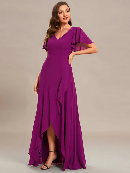 Wholesa Charming Chiffon Bridesmaid Dress with Lotus Leaf Hemline