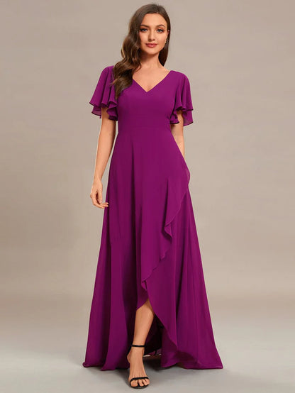 Wholesa Charming Chiffon Bridesmaid Dress with Lotus Leaf Hemline