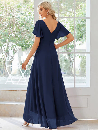 Wholesa Charming Chiffon Bridesmaid Dress with Lotus Leaf Hemline