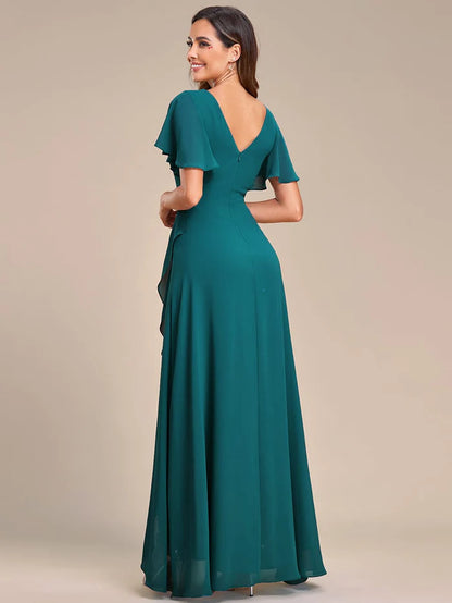 Wholesa Charming Chiffon Bridesmaid Dress with Lotus Leaf Hemline