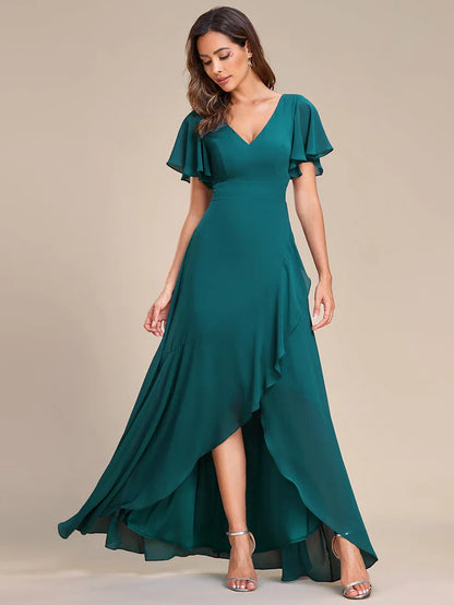 Wholesa Charming Chiffon Bridesmaid Dress with Lotus Leaf Hemline