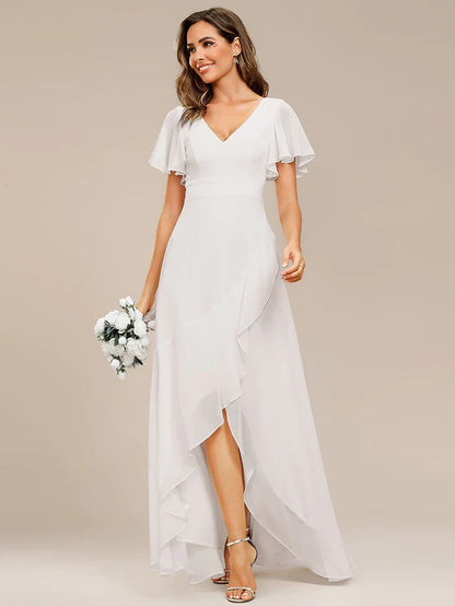 Wholesa Charming Chiffon Bridesmaid Dress with Lotus Leaf Hemline