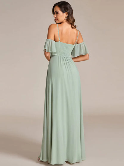 Wholesa Spaghetti Strap Sweetheart Chiffon A-line Bridesmaid Dess with Knot