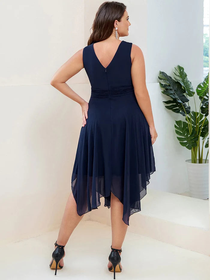 Wholesa Knee Length Chiffon Bridesmaid Dress with Irregular Hem