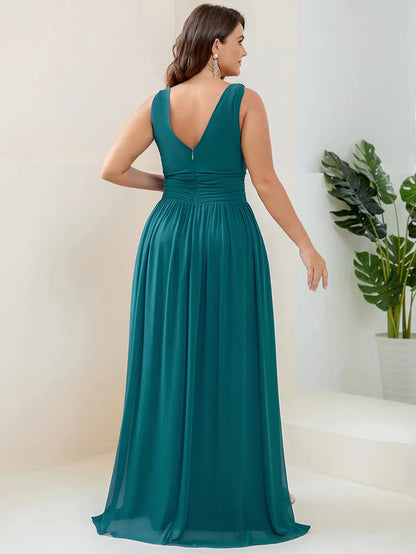 Wholesa Elegant V Neck A Line Chiffon Maxi Bridesmaid Dresses