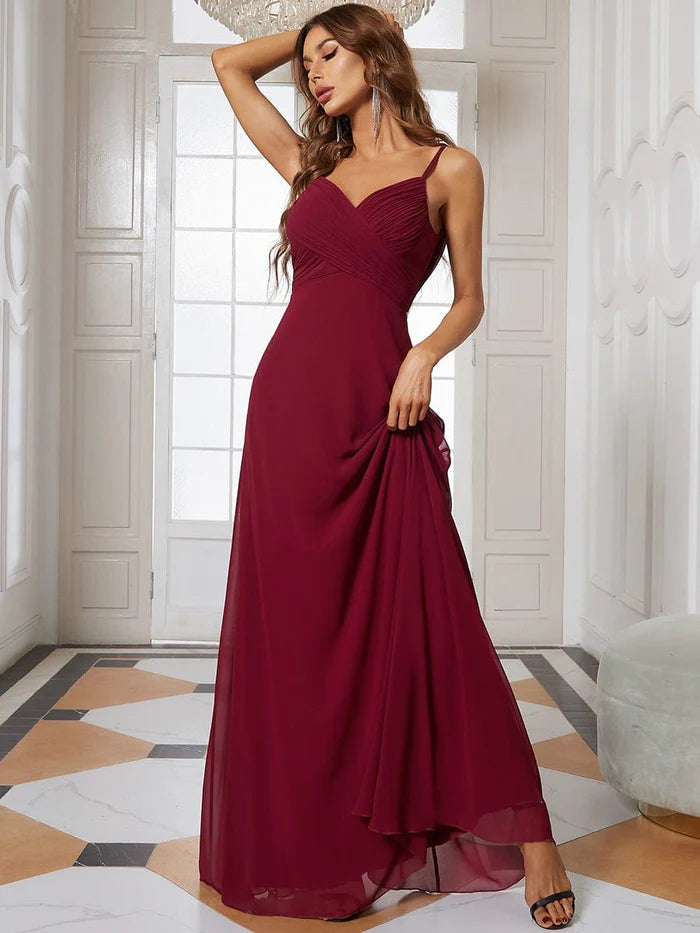 Wholesa Custom Size Sweetheart Draped Back Floor Length Bridesmaid Dress