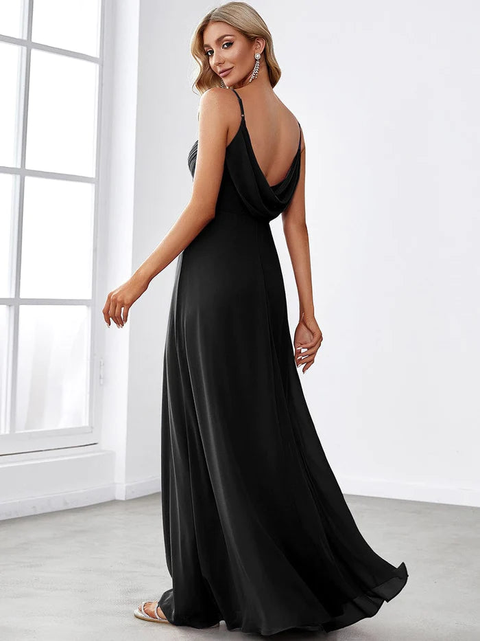 Wholesa Criss-Cross V-Neck Chiffon Backless A-Line Bridesmaid Dress