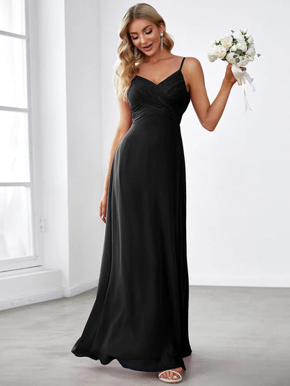 Wholesa Criss-Cross V-Neck Chiffon Backless A-Line Bridesmaid Dress