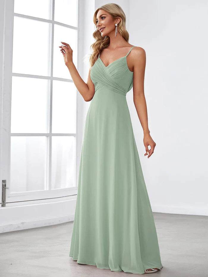 Wholesa Custom Size Sweetheart Draped Back Floor Length Bridesmaid Dress